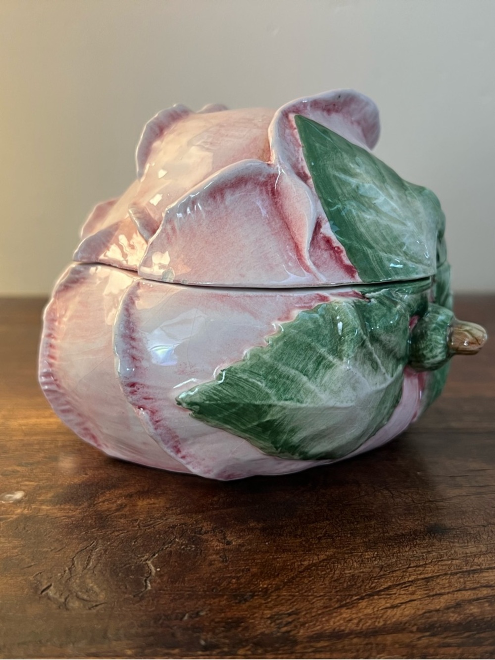 Vietri Cabbage Covered Dish 6” Pink & Green | Italian Majolica Candy Dish |